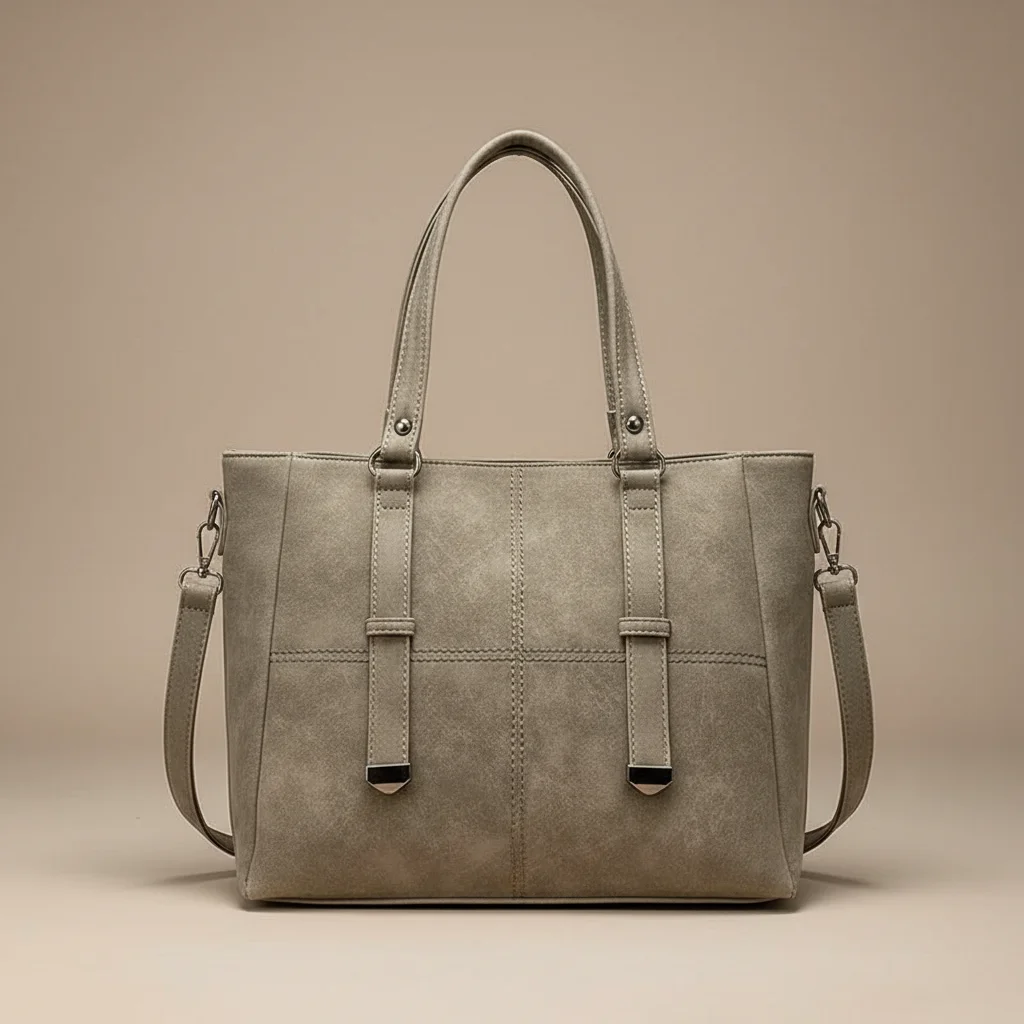 Sac lycéenne cabas daim synthétique bandoulière - Vue 6 - sac lycéenne
