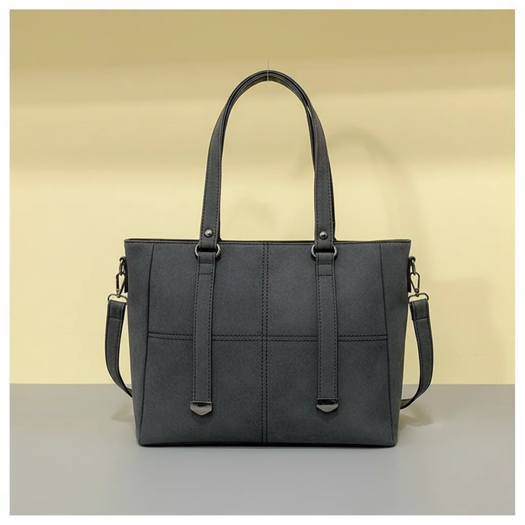 Sac lycéenne cabas daim synthétique bandoulière - Vue 8 - sac lycéenne
