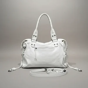 Sac lycéenne cuir pu blanc bandoulière - Vue 1 - sac lycéenne