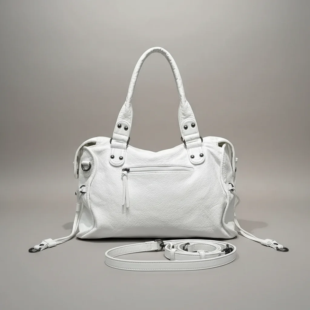 Sac lycéenne cuir pu blanc bandoulière - Vue 1 - sac lycéenne