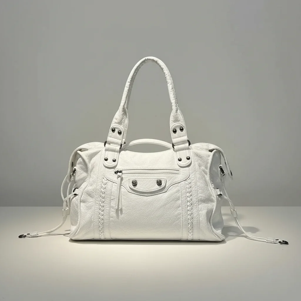 Sac lycéenne cuir pu blanc bandoulière - Vue 2 - sac lycéenne