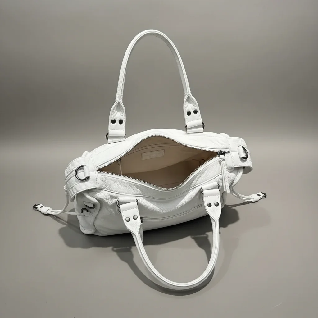 Sac lycéenne cuir pu blanc bandoulière - Vue 3 - sac lycéenne