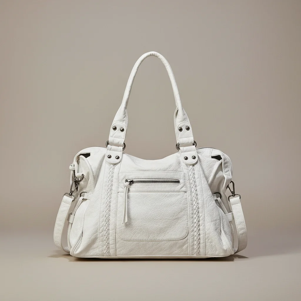 Sac lycéenne cuir pu blanc bandoulière - Vue 6 - sac lycéenne