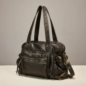 Sac lycéenne cuir synthétique style rock - Vue 1 - sac lycéenne