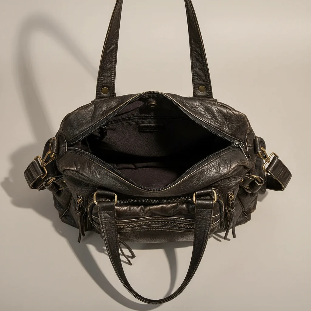 Sac lycéenne cuir synthétique style rock - Vue 3 - sac lycéenne