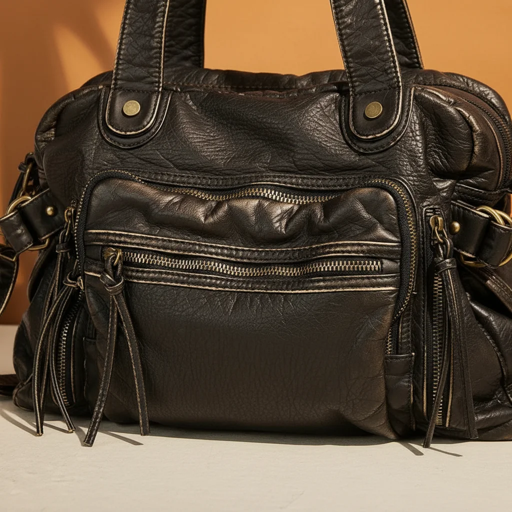 Sac lycéenne cuir synthétique style rock - Vue 4 - sac lycéenne
