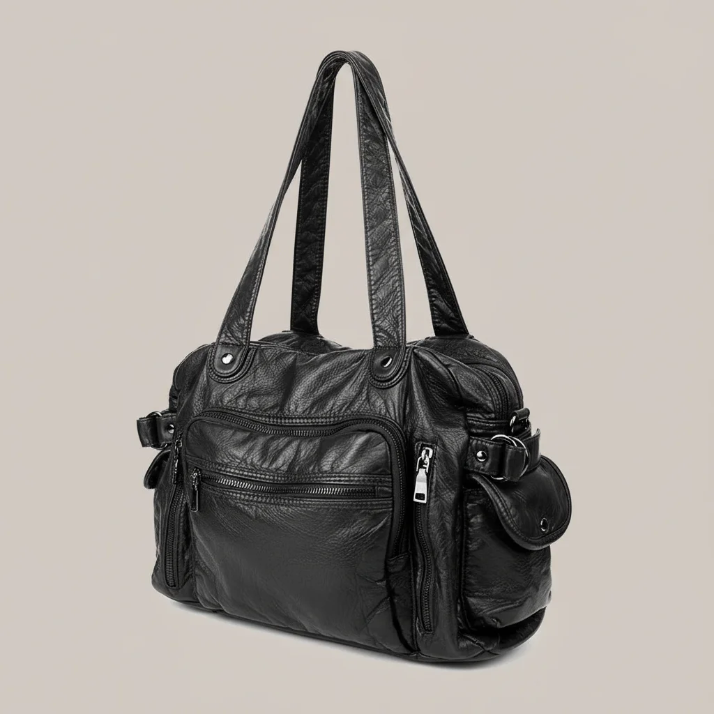 Sac lycéenne cuir synthétique style rock - Vue 6 - sac lycéenne