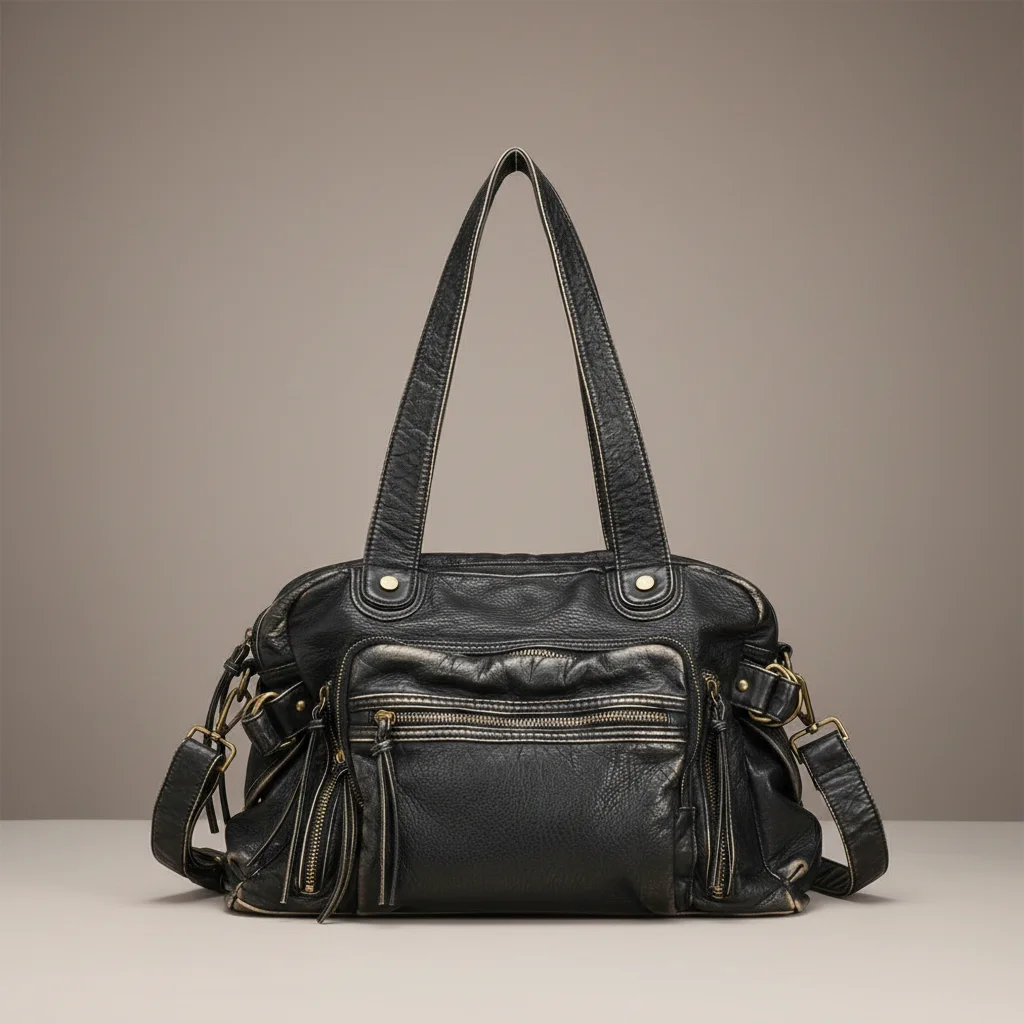 Sac lycéenne cuir synthétique style rock - Vue 7 - sac lycéenne