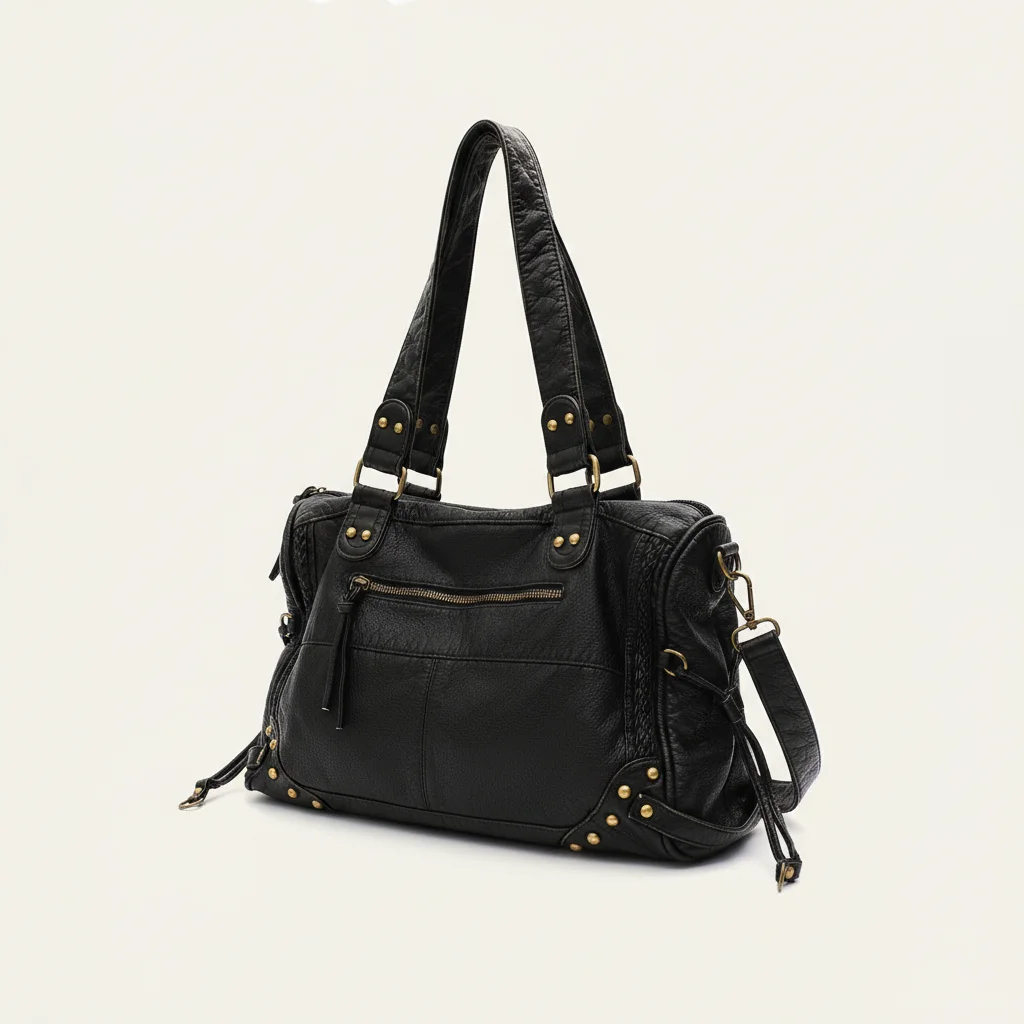 Sac lycéenne simili cuir bandoulière ajustable - Vue 2 - sac lycéenne