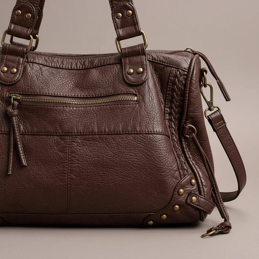 Sac lycéenne simili cuir bandoulière ajustable - Vue 4 - sac lycéenne