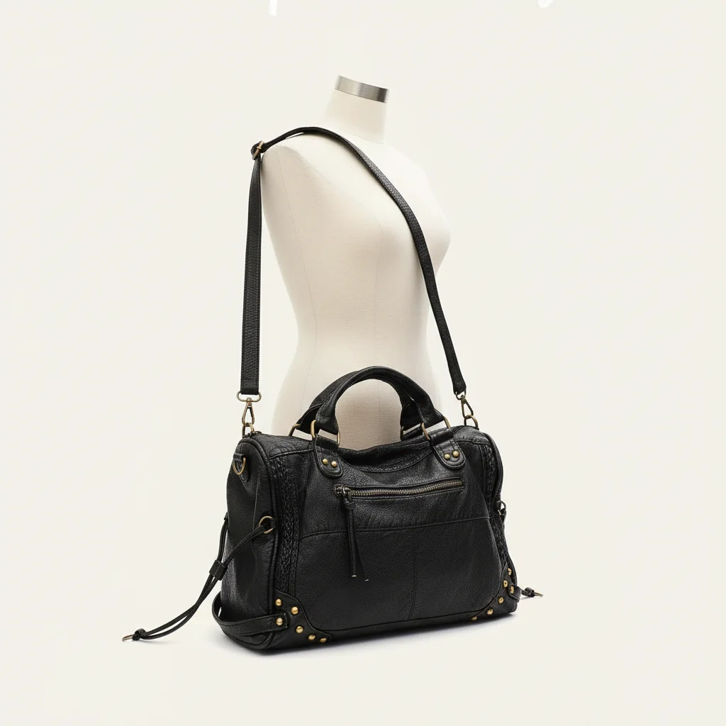 Sac lycéenne simili cuir bandoulière ajustable - Vue 5 - sac lycéenne