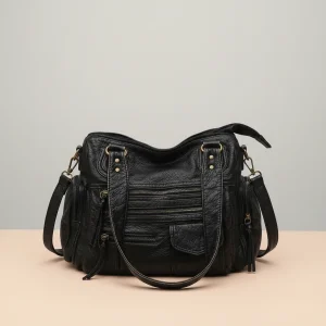 Sac lycéenne simili cuir bandoulière quotidien - Vue 2 - sac lycéenne