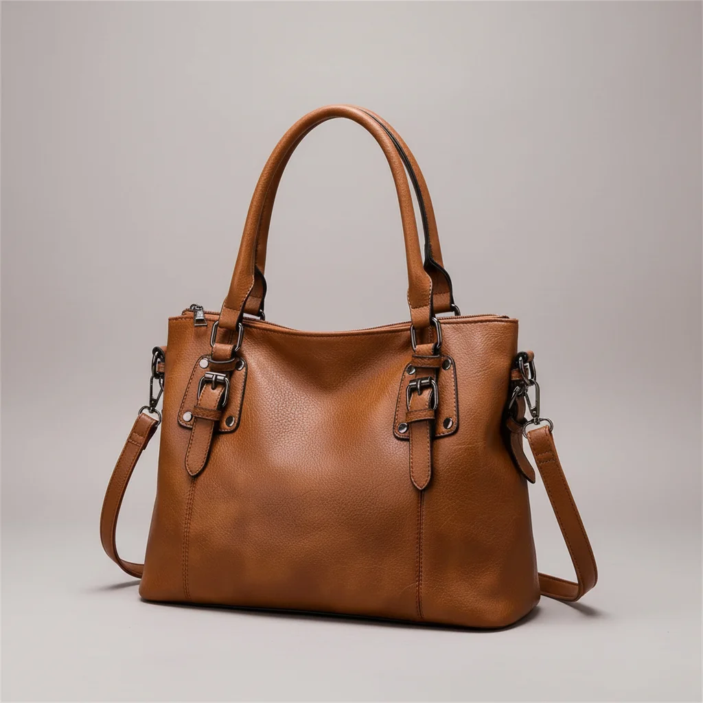 sac lycéenne simili cuir bandoulière rétro - Vue 4 - sac lycéenne