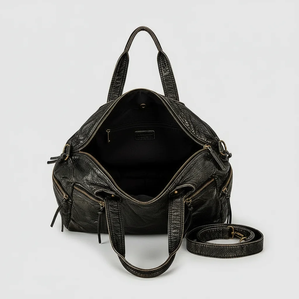 Sac lycéenne simili cuir grand format - Vue 3 - sac lycéenne