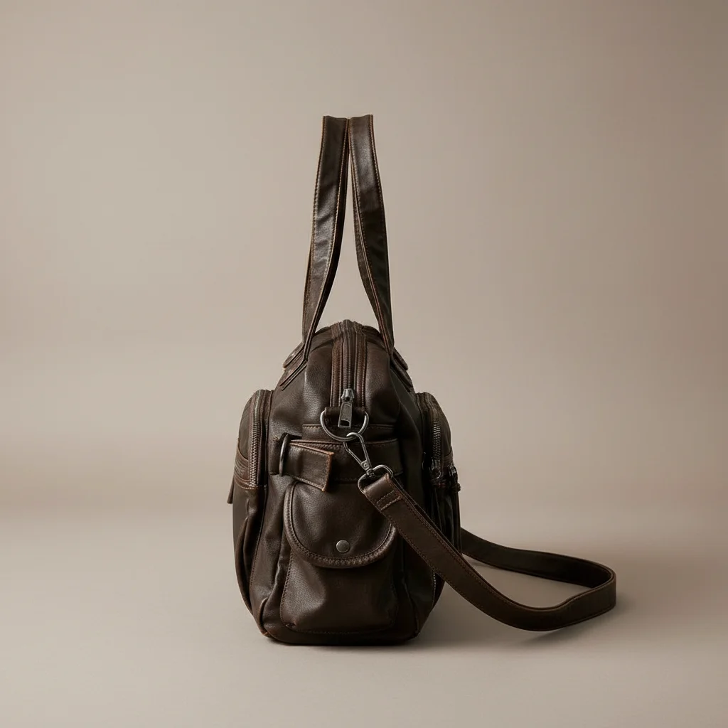 Sac lycéenne simili cuir multipoches - Vue 2 - sac lycéenne