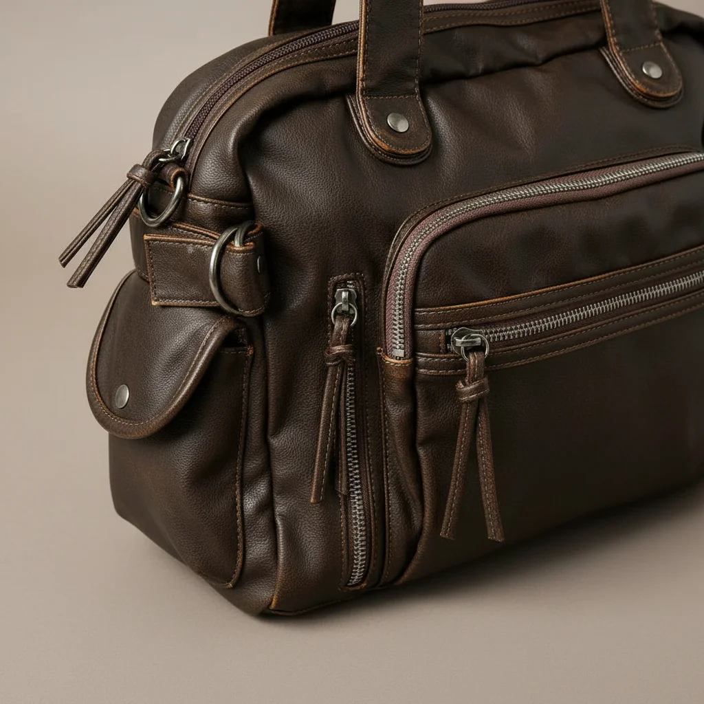 Sac lycéenne simili cuir multipoches - Vue 4 - sac lycéenne