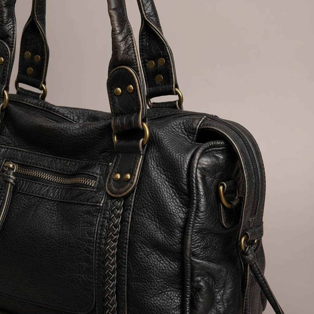 sac lycéenne simili cuir vintage 37cm - Vue 4 - sac lycéenne
