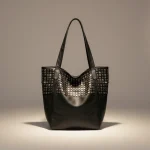 Sac lycéenne similicuir noir effet rock - Vue 1 - sac lycéenne