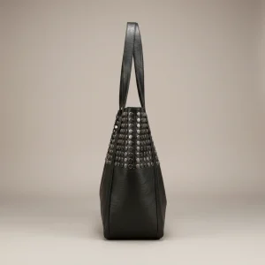 Sac lycéenne similicuir noir effet rock - Vue 2 - sac lycéenne