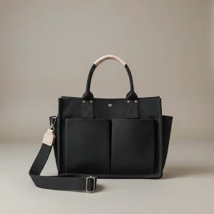 Sac lycéenne toile noir multipoches - Vue 1 - sac lycéenne