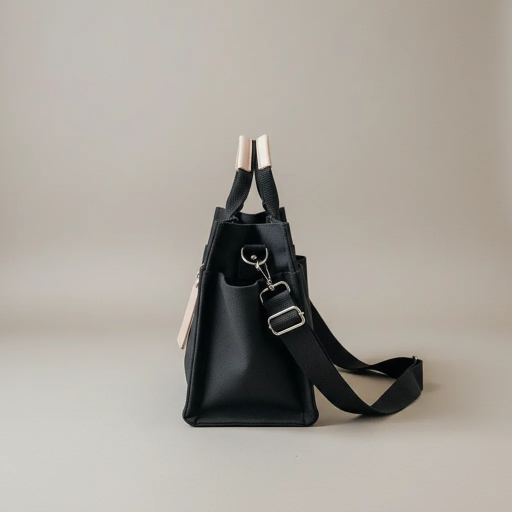 Sac lycéenne toile noir multipoches - Vue 2 - sac lycéenne