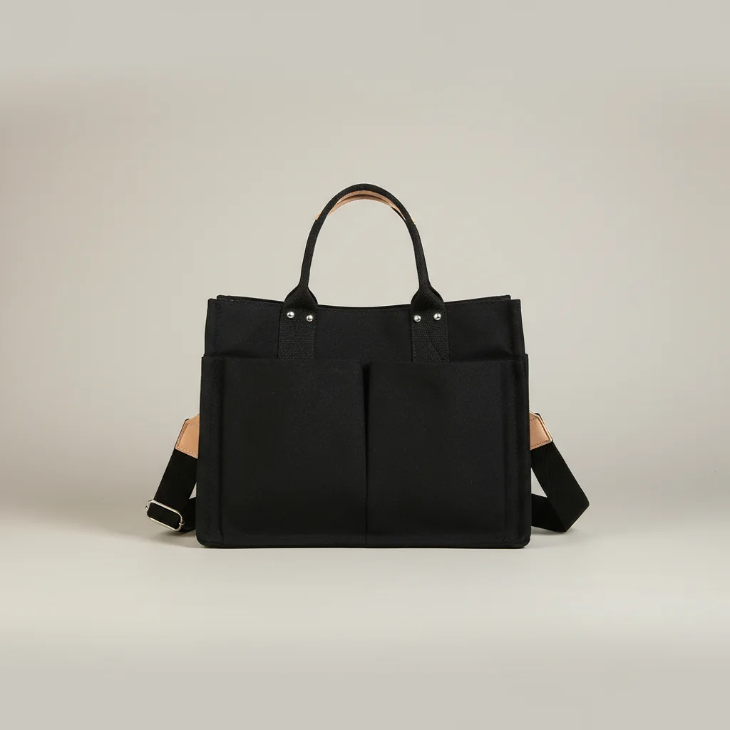 Sac lycéenne toile noir multipoches - Vue 6 - sac lycéenne